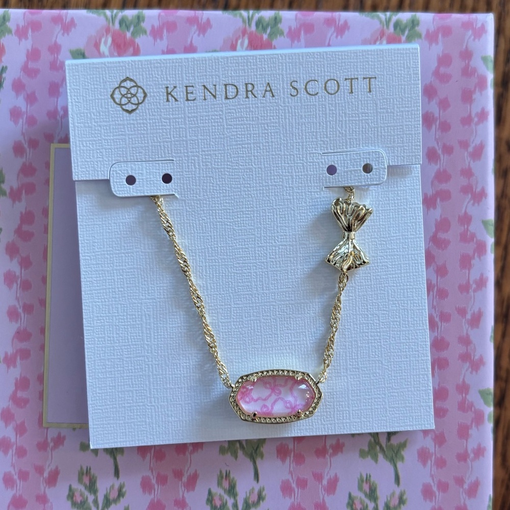 Kendra Scott Gold Necklace with Pink Stone